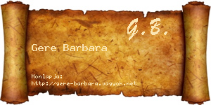 Gere Barbara névjegykártya